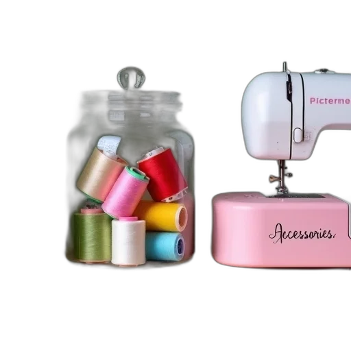 jewelry, glass, jar, filled, various, spools, thread, placed transparent PNG cut-out