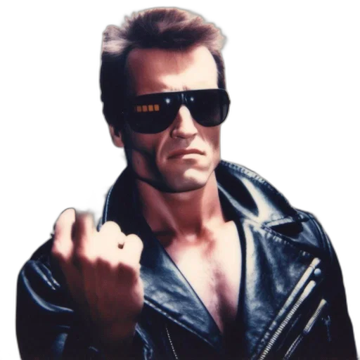 jacket, man, leather, sunglasses, gives, provocative, gesture, amidst transparent PNG cut-out