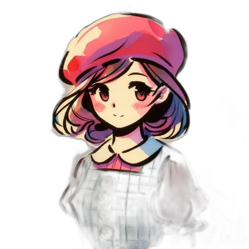 hat, face, staff, creature, watercolor, pixel art, concept art, anime transparent PNG cut-out
