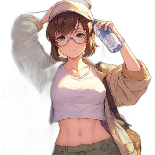 weapon, staff, jacket, hat, anime, concept art, pixel art, watercolor transparent PNG cut-out
