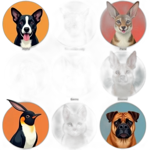 concept art, photorealistic, second, image, collection, nine, different, animal transparent PNG cut-out