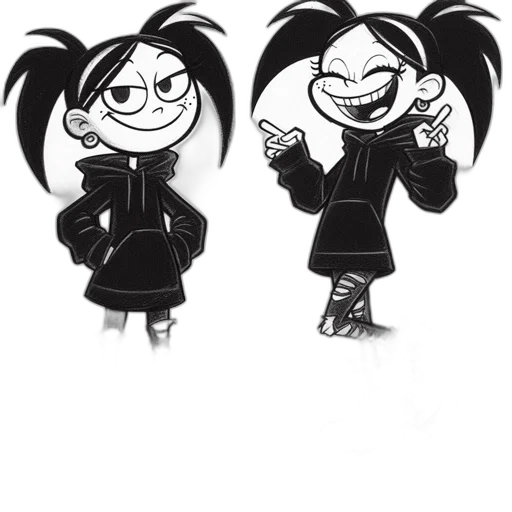 jacket, cartoon, concept art, comic book art, anime, monochrome, dark, two transparent PNG cut-out