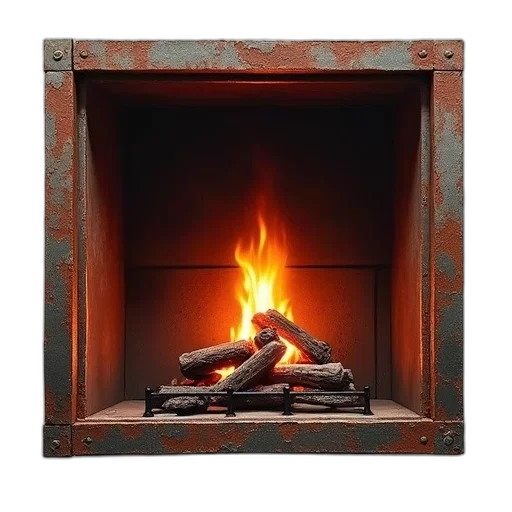 furniture, photorealistic, 3d render, fire, digital, artwork, fireplace, realistic transparent PNG cut-out