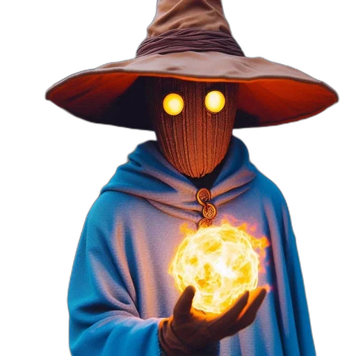 mask, staff, jacket, hat, concept art, 3d render, fantasy art, pixel art transparent PNG cut-out