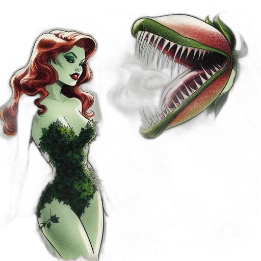 concept art, comic book art, fantasy art, cartoon, green, animated, female, character transparent PNG cut-out