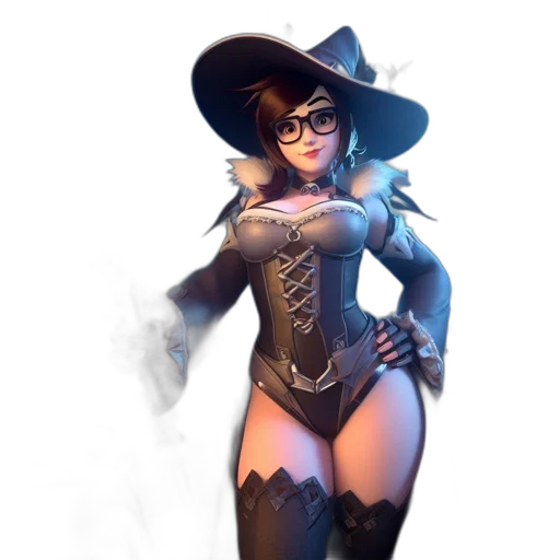 staff, dress, hat, concept art, fantasy art, comic book art, 3d render, dark transparent PNG cut-out