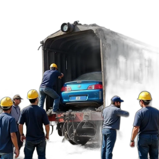 car, photorealistic, concept art, oil painting, fire, group, people, gathered transparent PNG cut-out
