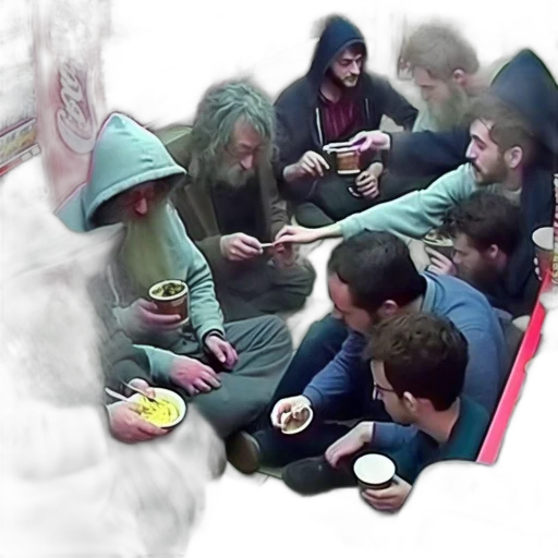 concept art, fire, diverse, group, people, eat, together, convenience transparent PNG cut-out