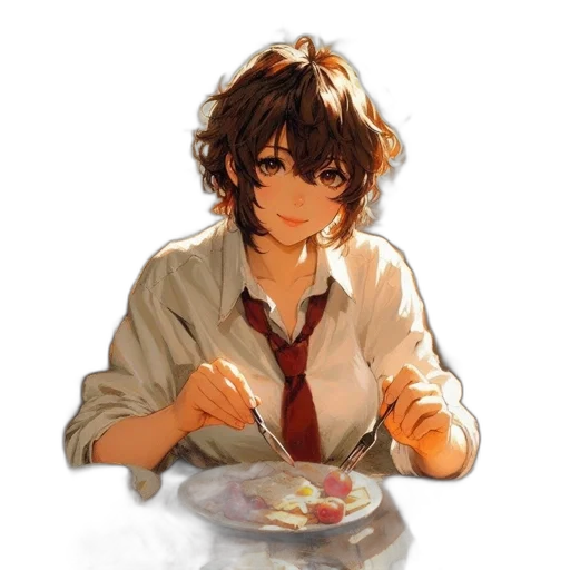 food, face, jacket, staff, anime, oil painting, watercolor, pixel art transparent PNG cut-out