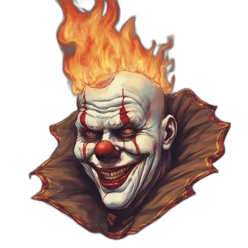 mask, face, concept art, comic book art, fantasy art, photorealistic, fire, unsettling transparent PNG cut-out