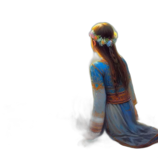 dress, mask, face, crown, concept art, fantasy art, watercolor, oil painting transparent PNG cut-out