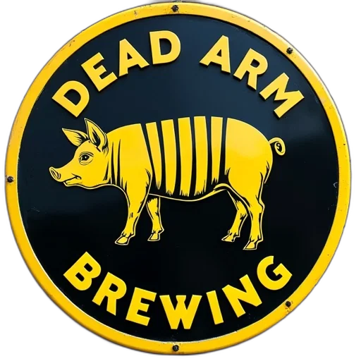black, yellow, circular, sign, pig, illustration, center, has transparent PNG cut-out