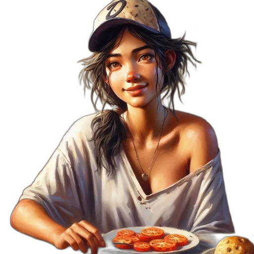 food, face, jewelry, hat, oil painting, photorealistic, fantasy art, concept art transparent PNG cut-out