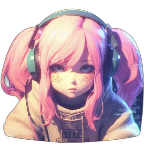 hat, face, mask, jacket, cyberpunk, vaporwave, anime, concept art transparent PNG cut-out