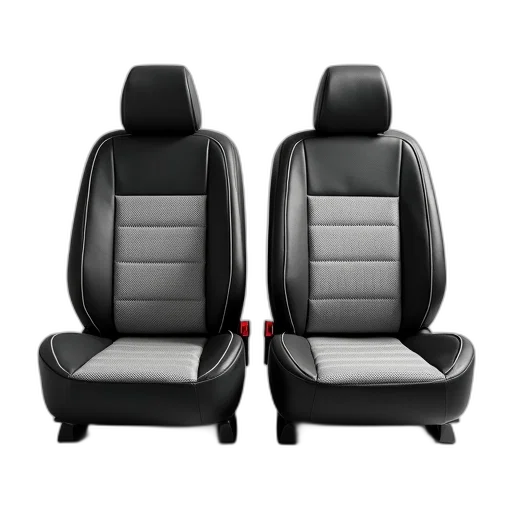 pair, black, white, car, seat, covers, geometric, pattern transparent PNG cut-out