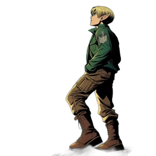 jacket, concept art, comic book art, pixel art, watercolor, green, earth tones, youth transparent PNG cut-out