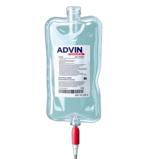 bottle, clear, plastic, bag, label, attached, front, featuring transparent PNG cut-out