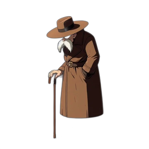 hat, jacket, staff, dress, concept art, pixel art, cartoon, 3d render transparent PNG cut-out