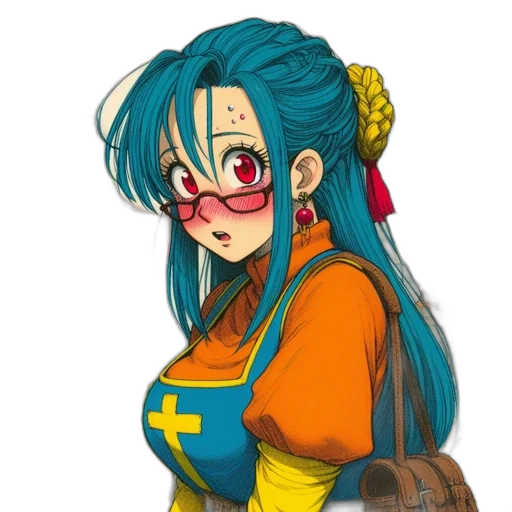 staff, dress, anime, cartoon, pixel art, concept art, blue, colorful transparent PNG cut-out