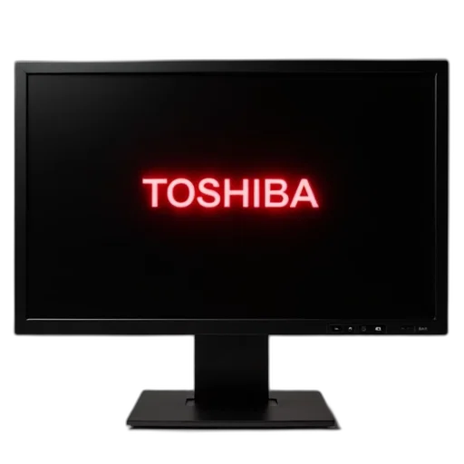 3d render, cyberpunk, black, computer, monitor, word, toshiba, red transparent PNG cut-out