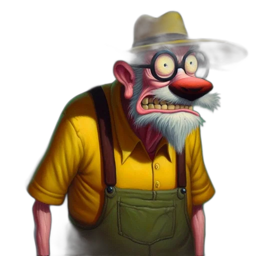 staff, hat, face, creature, concept art, cartoon, photorealistic, 3d render transparent PNG cut-out