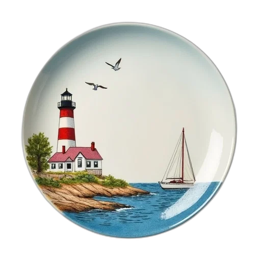 photorealistic, oil painting, 3d render, ceramic, plate, white, background, blue transparent PNG cut-out