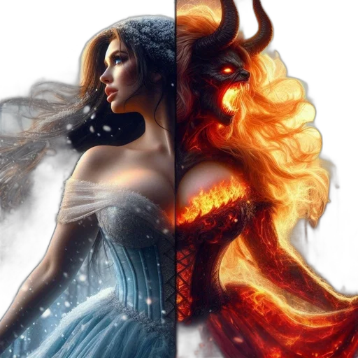 fantasy art, concept art, comic book art, photorealistic, fire, dark, golden, colorful transparent PNG cut-out