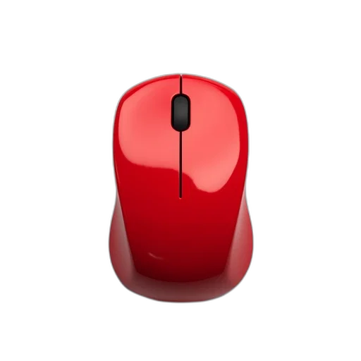 robot, 3d render, photorealistic, red, computer, mouse, glossy, finish transparent PNG cut-out