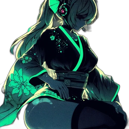 mask, dress, staff, robot, cyberpunk, concept art, anime, pixel art transparent PNG cut-out