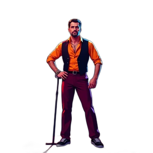 staff, jacket, sword, robot, concept art, 3d render, pixel art, comic book art transparent PNG cut-out