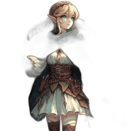 dress, sword, staff, weapon, concept art, fantasy art, watercolor, pixel art transparent PNG cut-out