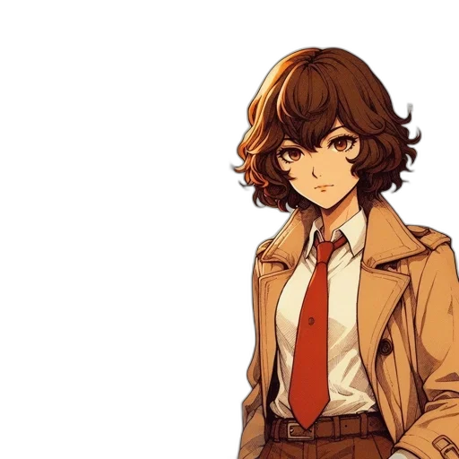 jacket, staff, face, hair, anime, pixel art, cartoon, concept art transparent PNG cut-out