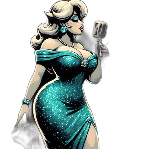dress, comic book art, concept art, cartoon, animated, sultry, female, character transparent PNG cut-out
