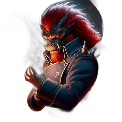 mask, jacket, staff, dragon, concept art, fantasy art, pixel art, comic book art transparent PNG cut-out
