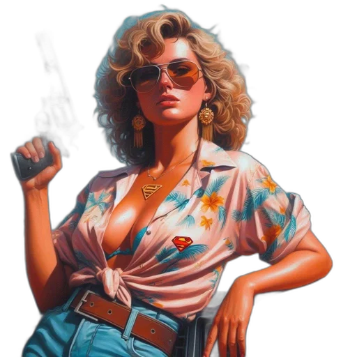 jacket, weapon, dress, vaporwave transparent PNG cut-out