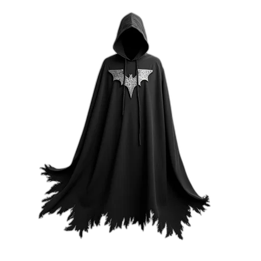 jacket, mask, dress, concept art, black, cape, hood, silver transparent PNG cut-out