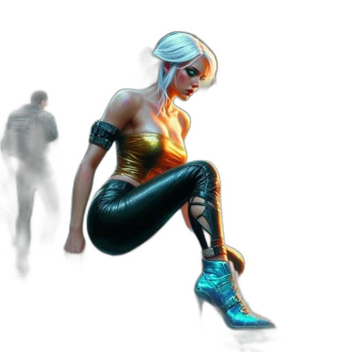 concept art, comic book art, cyberpunk, 3d render, blue, neon, dark, futuristic transparent PNG cut-out