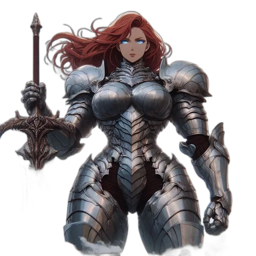 sword, weapon, concept art, fantasy art, comic book art, 3d render, female, warrior transparent PNG cut-out