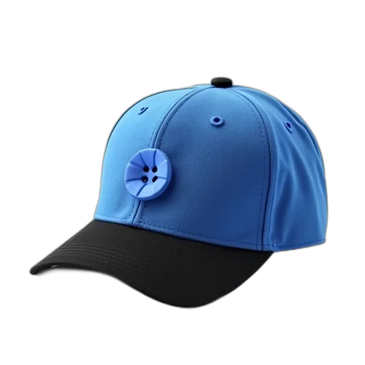 hat, crown, 3d render, blue, baseball, cap, black, brim transparent PNG cut-out