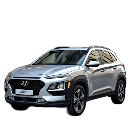 car, silver, hyundai, suv, parked, front, building transparent PNG cut-out