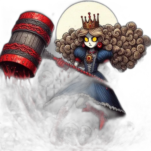 crown, hair, staff, dress, concept art, fantasy art, pixel art, comic book art transparent PNG cut-out