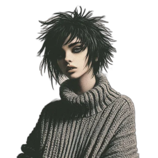 jacket, hair, creature, animal, photorealistic, concept art, fantasy art, pixel art transparent PNG cut-out