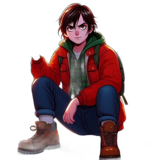 jacket, face, creature, animal, concept art, pixel art, comic book art, cartoon transparent PNG cut-out