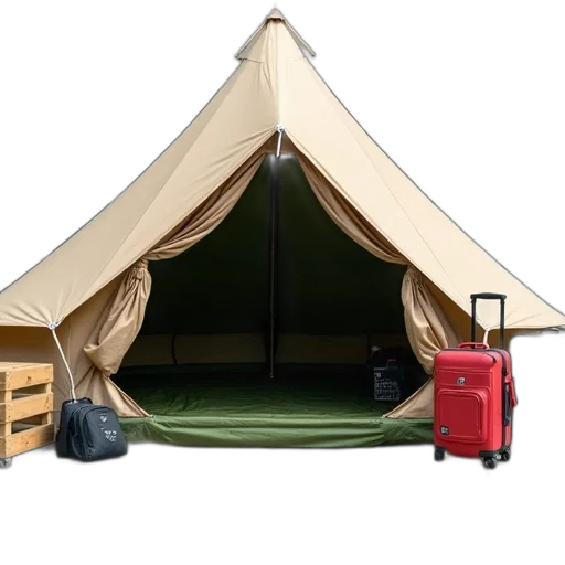 umbrella, 3d render, large, tan-colored, tent, green, interior, set transparent PNG cut-out