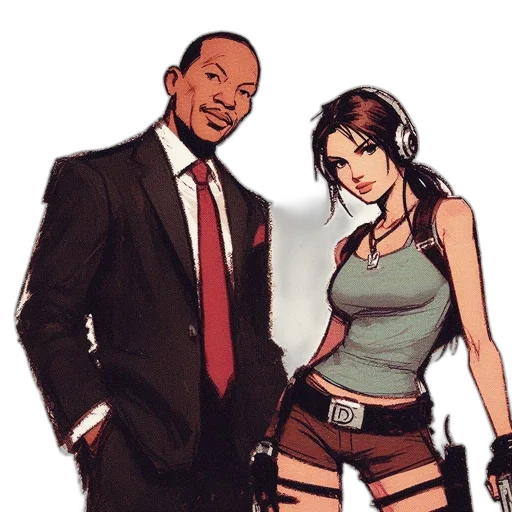 staff, comic book art, concept art, cyberpunk, cartoon, city street, red, earth tones transparent PNG cut-out