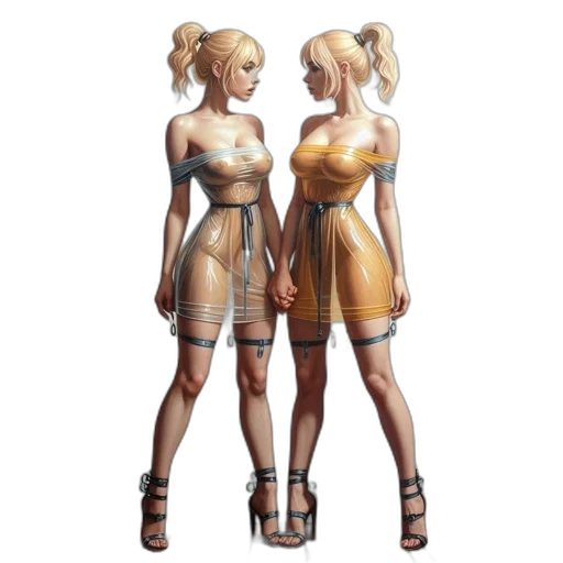dress, concept art, 3d render, fantasy art, pixel art, earth tones, golden, two transparent PNG cut-out
