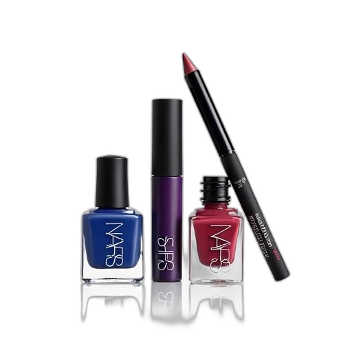 blue, colorful, collection, nars, makeup, products, displayed, white transparent PNG cut-out