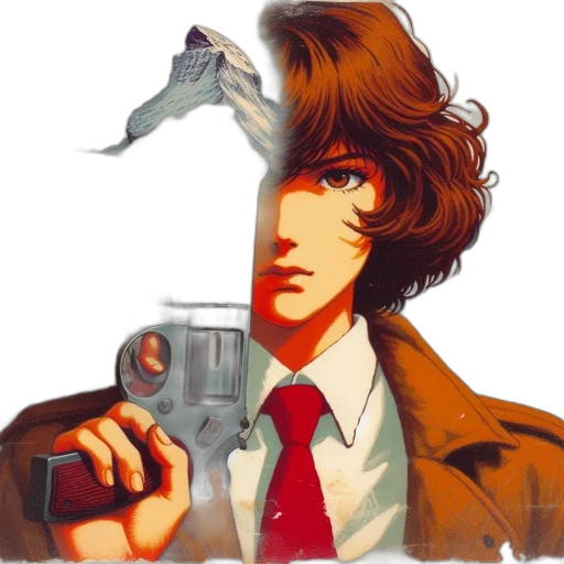 weapon, jacket, robot, face transparent PNG cut-out