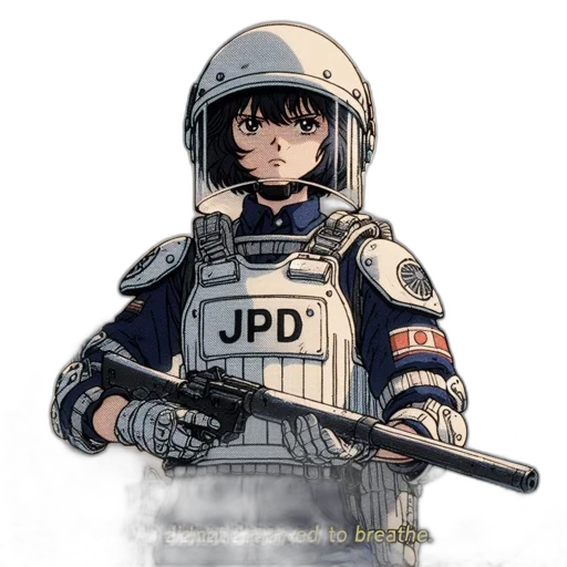 weapon, jacket, robot, face, anime, concept art, comic book art, pixel art transparent PNG cut-out