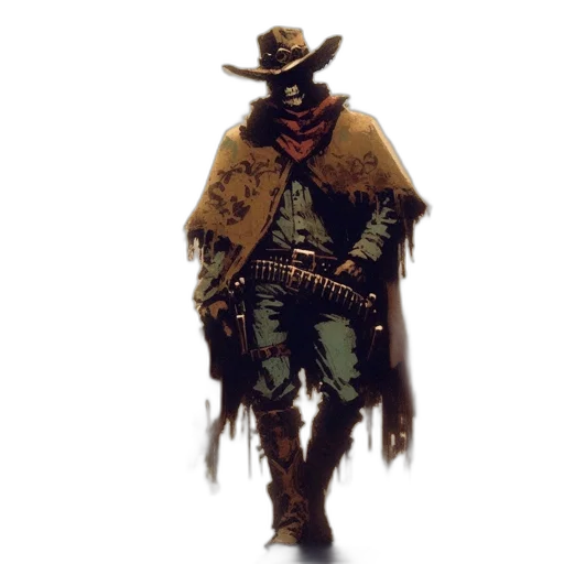 jacket, hat, mask, weapon, concept art, fantasy art, comic book art, pixel art transparent PNG cut-out